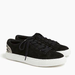 J Crew Road Trip Sneakers Faux-suede Black Snake Animal Print 7